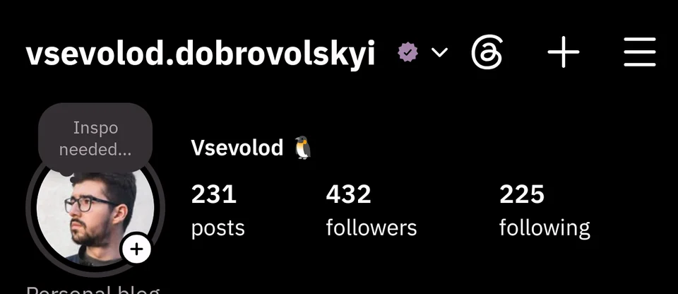 A supporter's profile in Instander Revived, with the checkmark next to the username